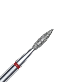 Diamond nail drill bit pointed flame red EXPERT head diameter 2,1 mm / working part 8 mm