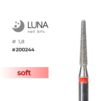 Luna Bits kynsipora jyrsin pyöristynyt kartio 1,8 mm x 10 mm punainen hieno raekoostumus