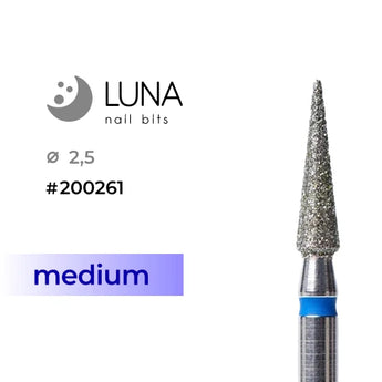 Luna Bits Diamond Cone kynsipora jyrsin 2,5/10 mm, sininen (Medium Grit)