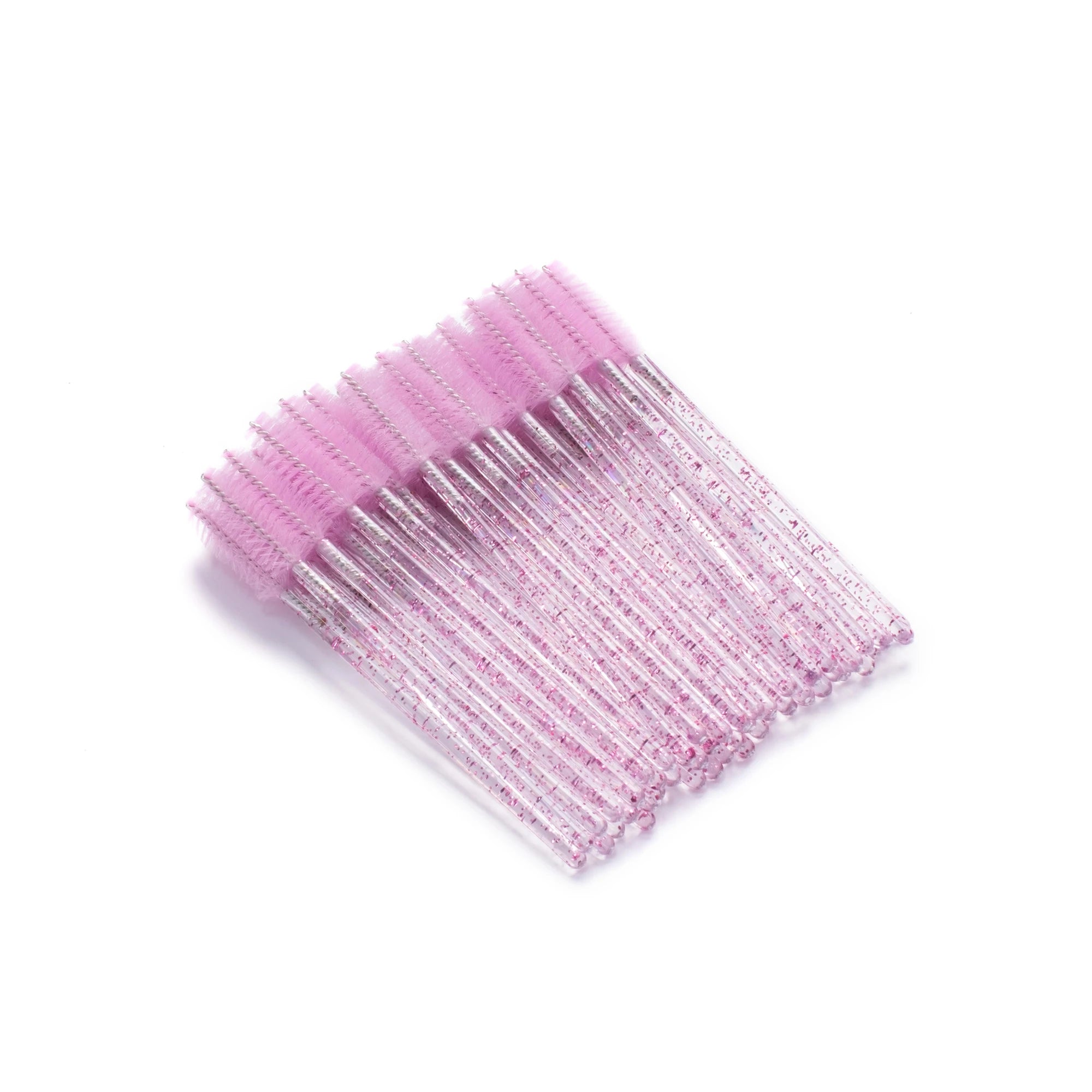 ABA GROUP Silicone brush for eyelashes and eyebrows, pink glitter 50 pcs