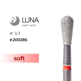 Luna Bits kynsipora jyrsin Inverted Cone Rounded - 3,3mm/7mm, punainen (Fine)