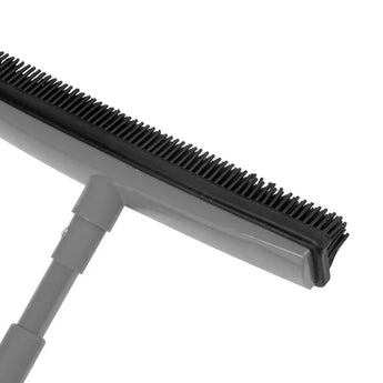 Hairdresser's rubber broom with telescopic pole gray