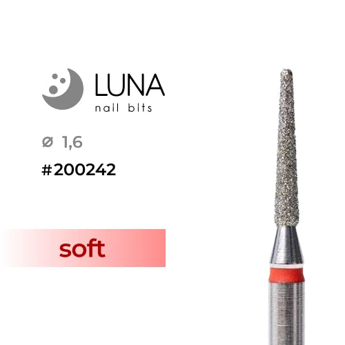 Diamond Nail Drill Bit Rounded Cone 1.6-10 mm Red Fine Grit