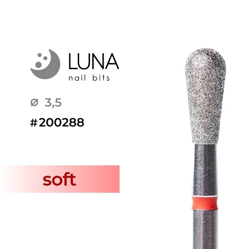 Luna Bits kynsipora jyrsin Inverted Cone Rounded 3,5 mm/8 mm Red Fine Grit